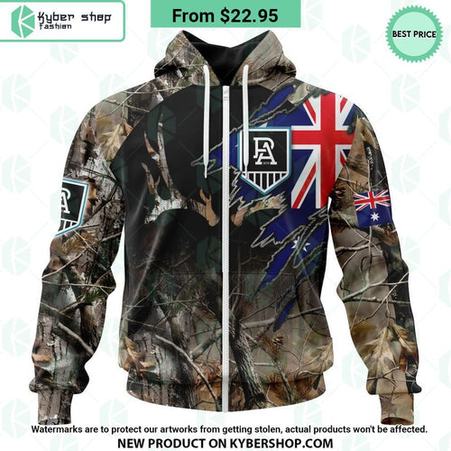 AFL Port Adelaide Football Club Camo Realtree Hunting Hoodie