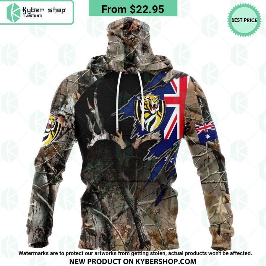 AFL Richmond Tigers Camo Realtree Hunting Hoodie