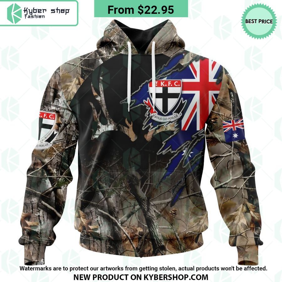 AFL St Kilda Football Club Camo Realtree Hunting Hoodie