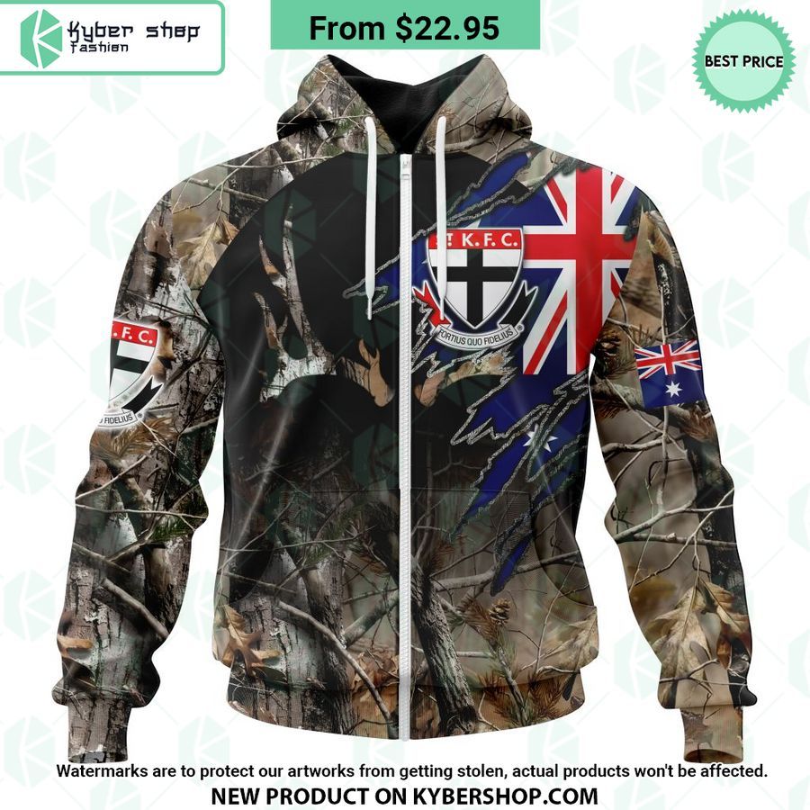 AFL St Kilda Football Club Camo Realtree Hunting Hoodie
