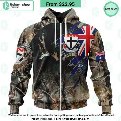 AFL St Kilda Football Club Camo Realtree Hunting Hoodie