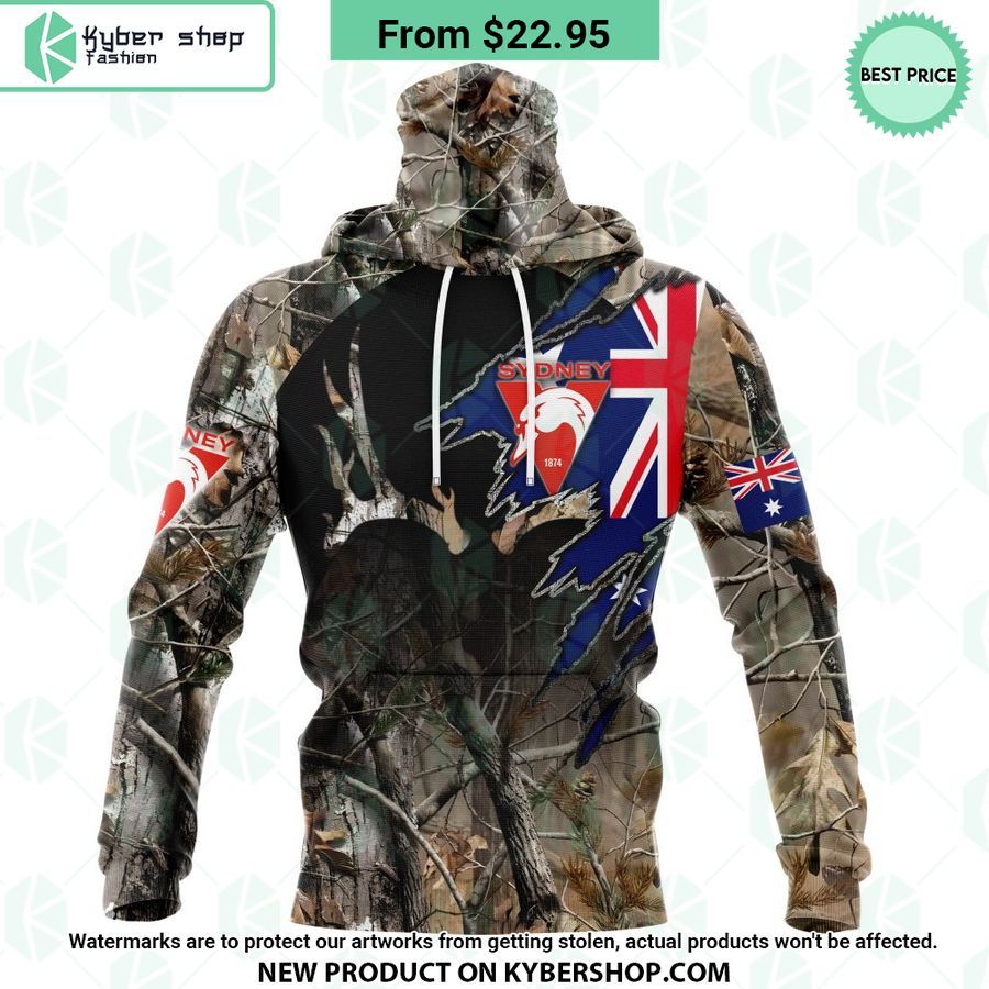 AFL Sydney Swans Camo Realtree Hunting Hoodie
