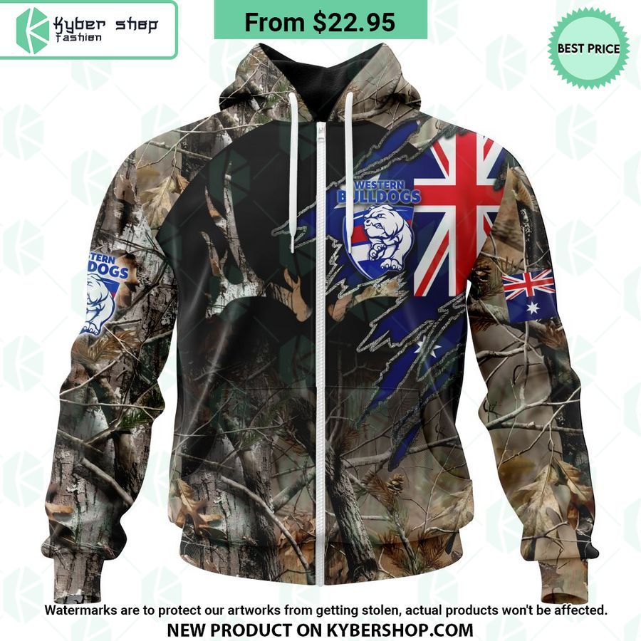 AFL Western Bulldogs Camo Realtree Hunting Hoodie