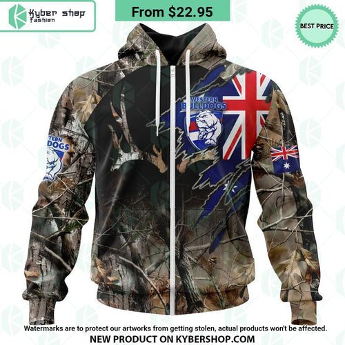AFL Western Bulldogs Camo Realtree Hunting Hoodie