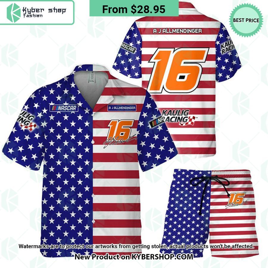 AJ Allmendinger NASCAR Racing Independence Day Hawaiian Shirt