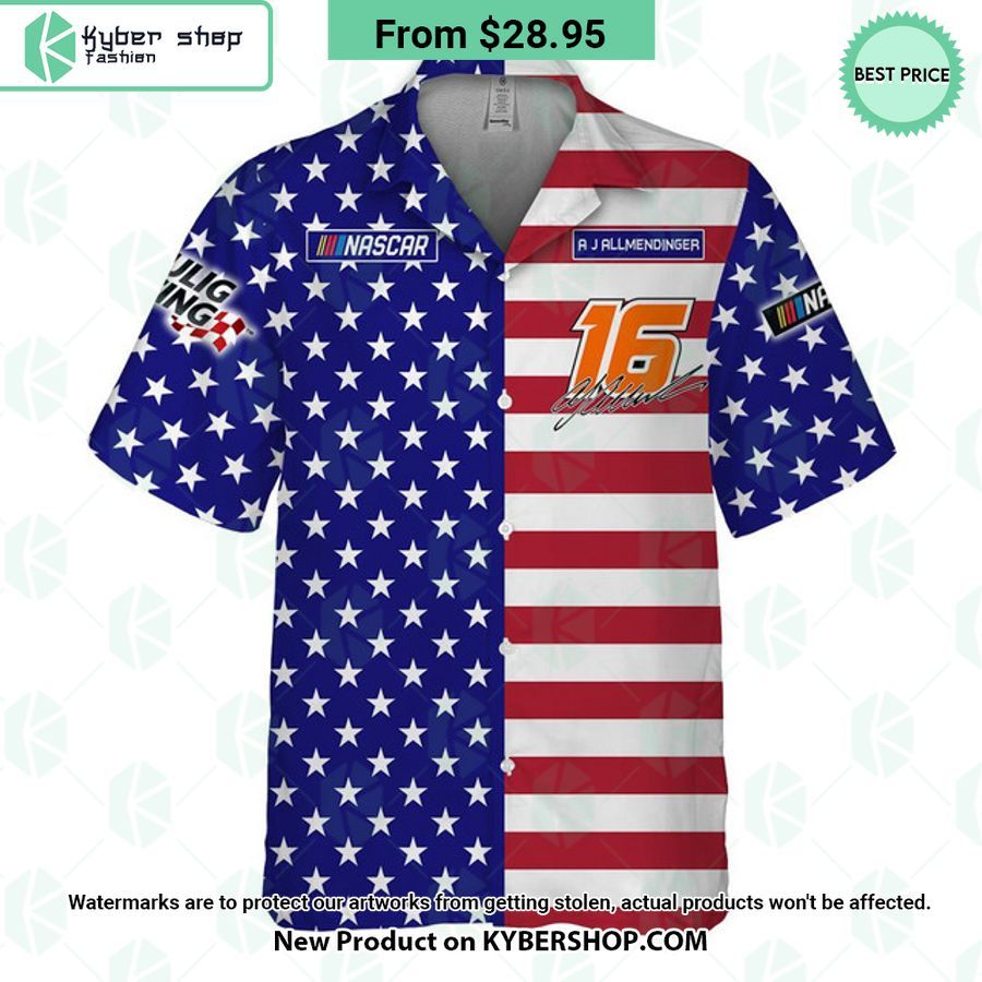 AJ Allmendinger NASCAR Racing Independence Day Hawaiian Shirt