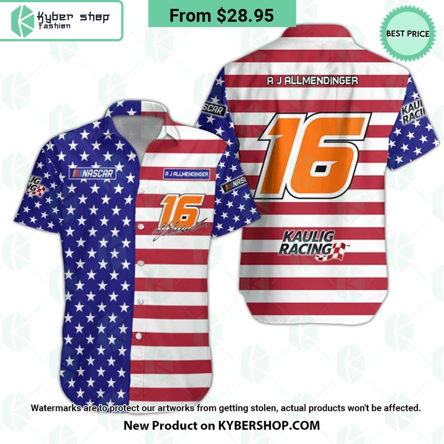 AJ Allmendinger NASCAR Racing Independence Day Hawaiian Shirt