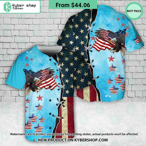 American Flag Eagle 4th Of July Baseball Jersey