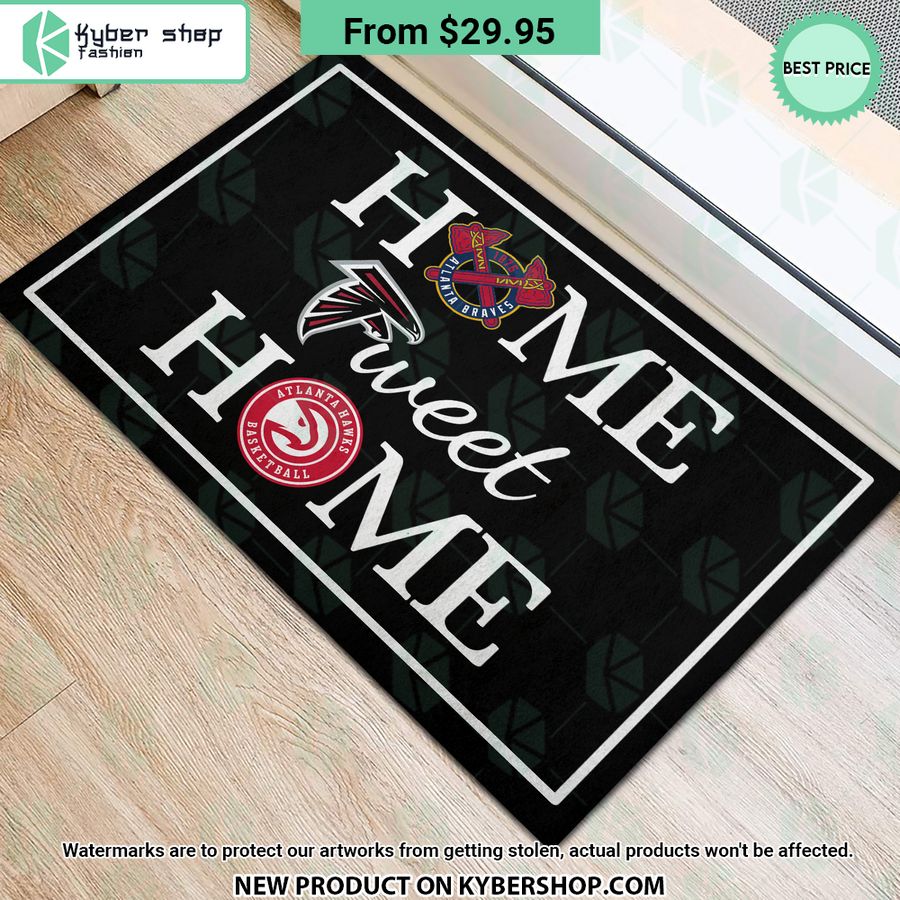 Atlanta Braves Atlanta Falcons Atlanta Hawks Home Sweet Home Doormat