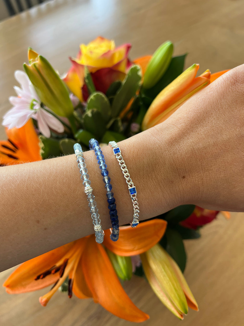 Blue Crystal Beaded Bangle T-Shirts