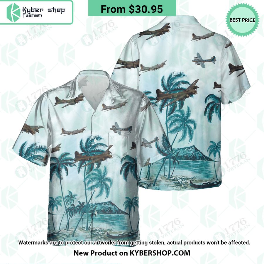 B-17 Flying Fortress Palm Hawaiian Shirt