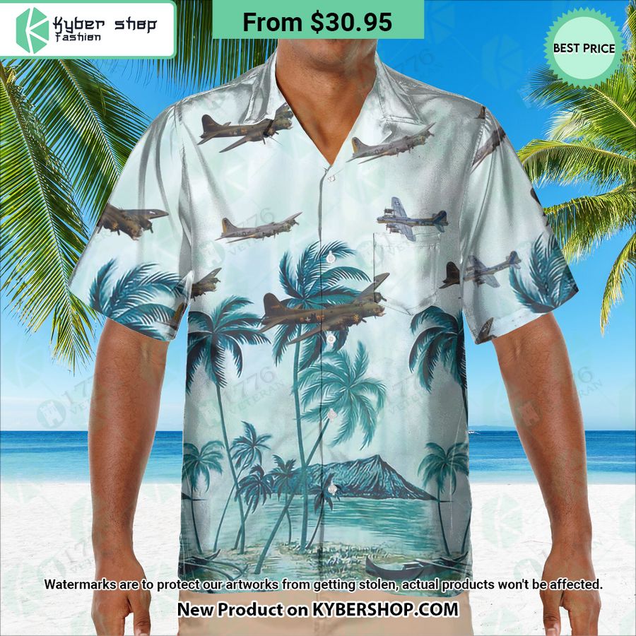 B-17 Flying Fortress Palm Hawaiian Shirt