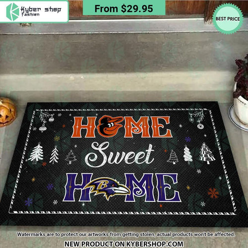 Baltimore Orioles Baltimore Ravens Home Sweet Home Christmas Doormat