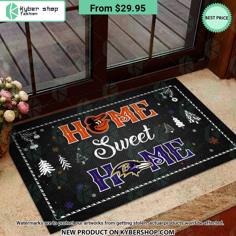 Baltimore Orioles Baltimore Ravens Home Sweet Home Christmas Doormat