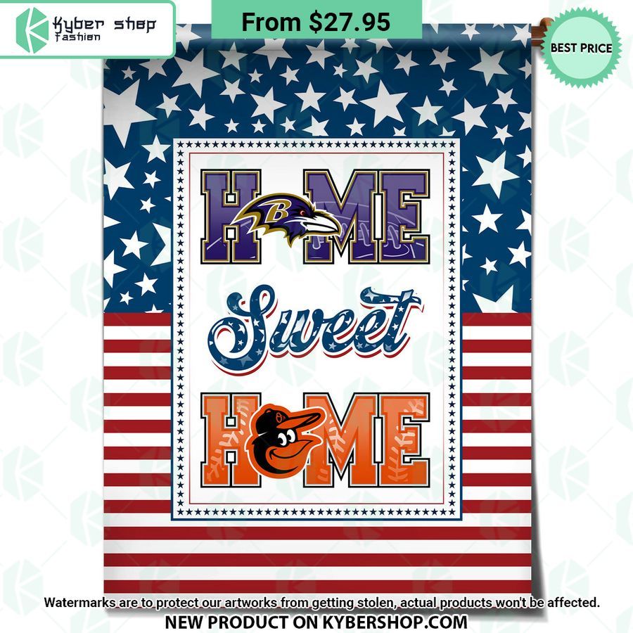 Baltimore Orioles Baltimore Ravens Home Sweet Home Flag