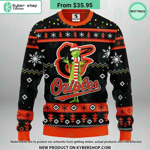 Baltimore Orioles Grinch Ugly Christmas Sweater