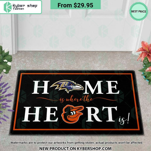 Baltimore Ravens Baltimore Orioles Home Is Where The Heart Is Doormat