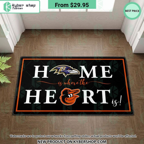 Baltimore Ravens Baltimore Orioles Home Is Where The Heart Is Doormat