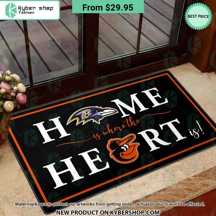 Baltimore Ravens Baltimore Orioles Home Is Where The Heart Is Doormat