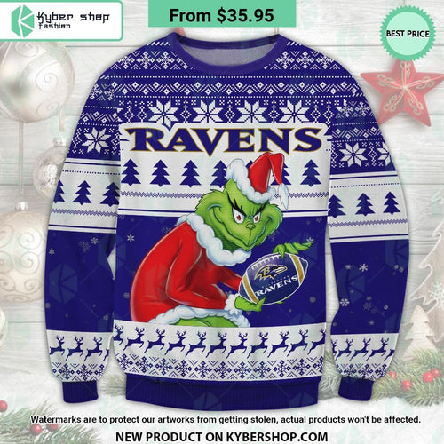 Baltimore Ravens Grinch Ugly Christmas Sweater