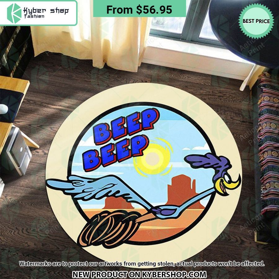 Beep Beep Rat Rod Hot Rod Round Rug