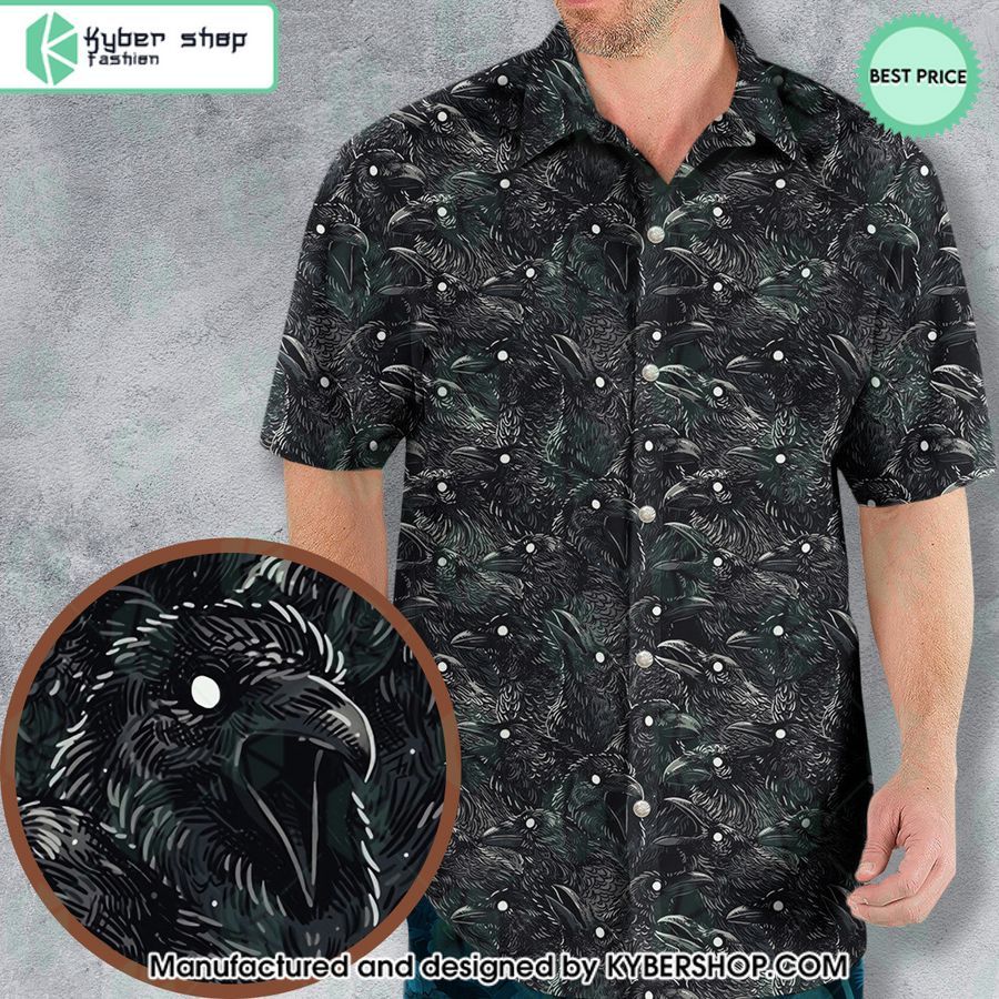 Black Raven Pattern Hawaiian Shirt