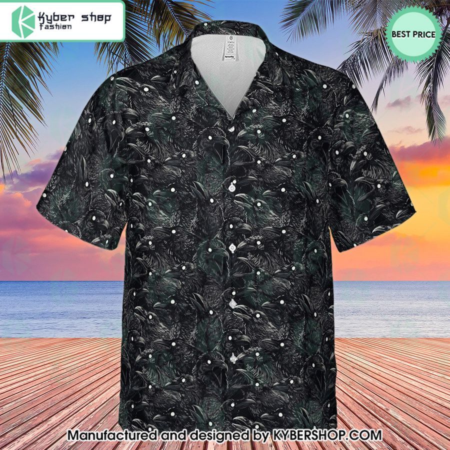 Black Raven Pattern Hawaiian Shirt