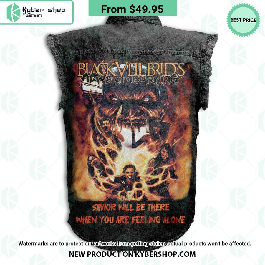 Black Veil Brides Savior Will Be There Sleeveless Denim Jacket