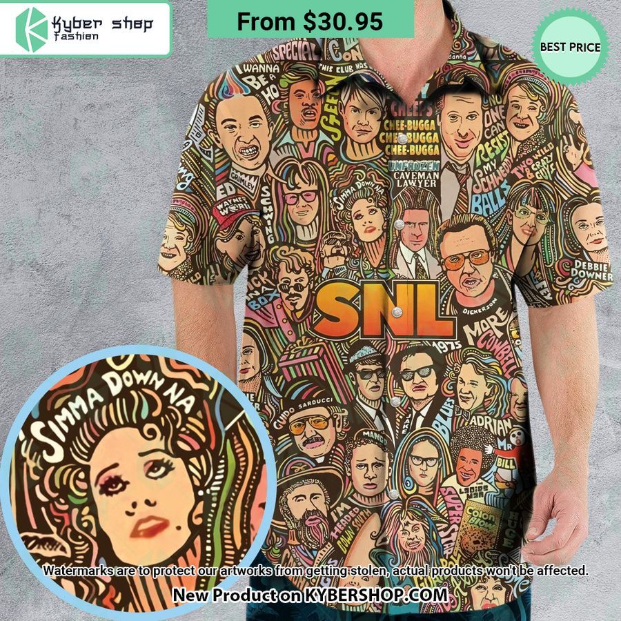 Blues Brothers Waynes World Coneheads SNL Characters Hawaiian Shirt