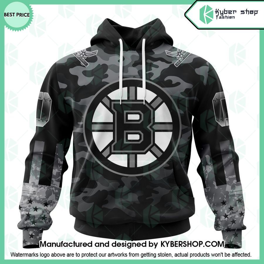 Boston Bruins Camo Color CUSTOM Your Service Branches Hoodie