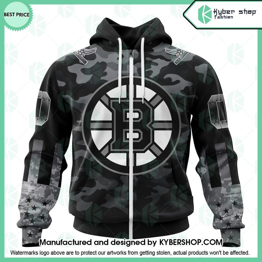Boston Bruins Camo Color CUSTOM Your Service Branches Hoodie