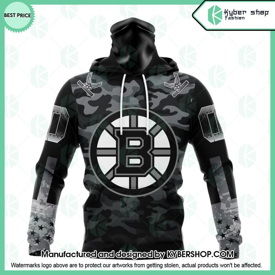 Boston Bruins Camo Color CUSTOM Your Service Branches Hoodie