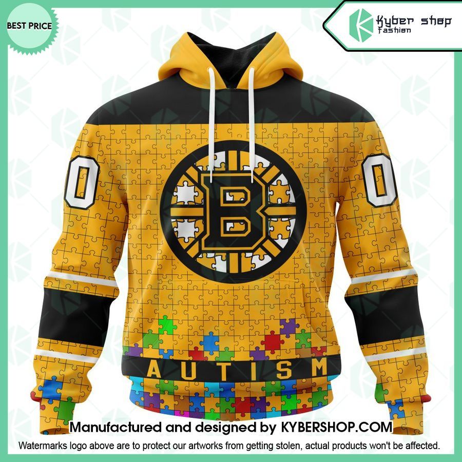 Boston Bruins Hockey Fights Against Autism CUSTOM Hoodie