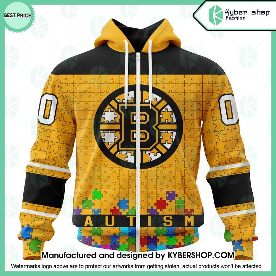 Boston Bruins Hockey Fights Against Autism CUSTOM Hoodie