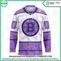 Boston Bruins Lavender Fight Cancer CUSTOM Hockey Jersey