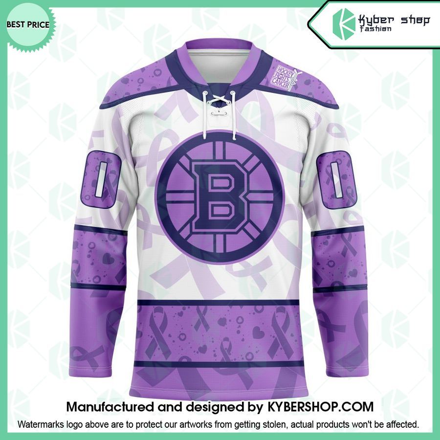Boston Bruins Lavender Fight Cancer CUSTOM Hockey Jersey