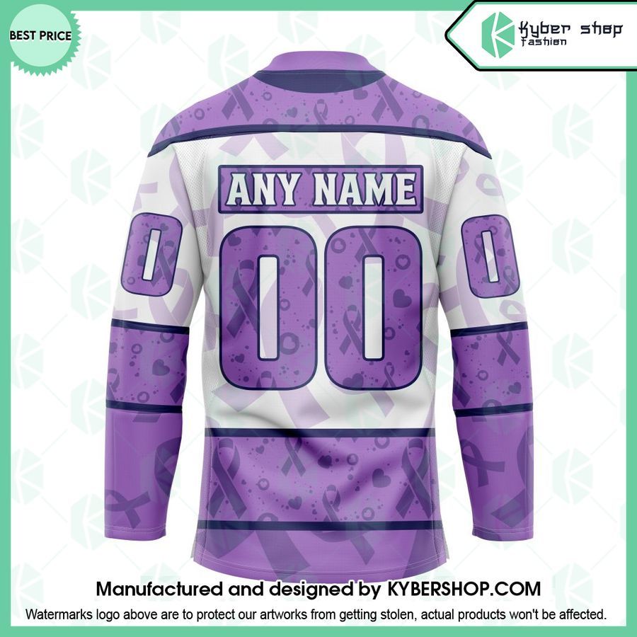 Boston Bruins Lavender Fight Cancer CUSTOM Hockey Jersey