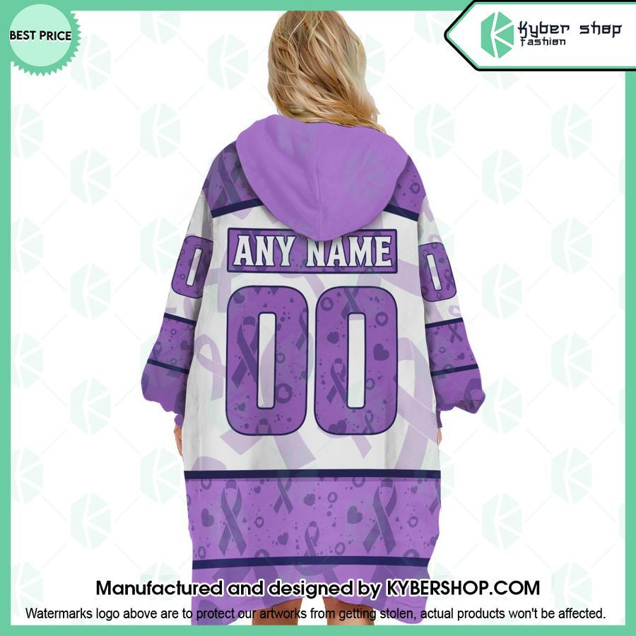 Boston Bruins Special Lavender Fight Cancer CUSTOM Oodie Blanket Hoodie