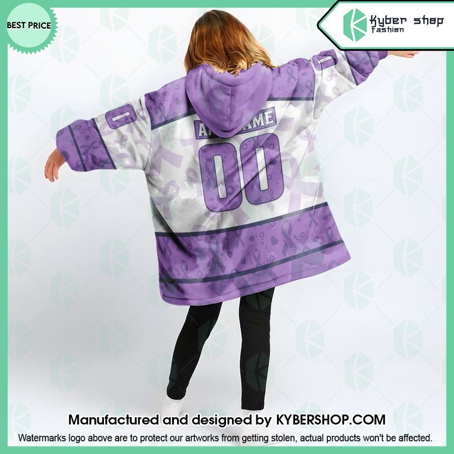 Boston Bruins Special Lavender Fight Cancer CUSTOM Oodie Blanket Hoodie