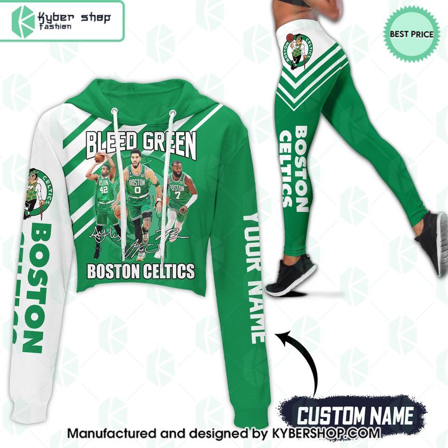 Boston Celtics Bleed Green CUSTOM Crop Hoodie Leggings