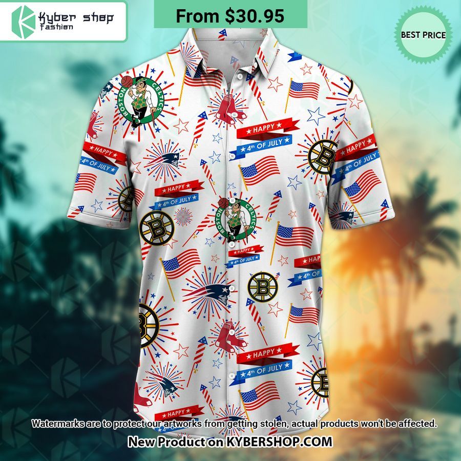 Boston Celtics Boston Red Sox Boston Bruins Happy 4th Of July Hawaiian Shirt