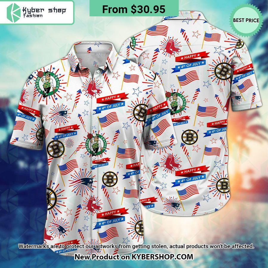 Boston Celtics Boston Red Sox Boston Bruins Happy 4th Of July Hawaiian Shirt