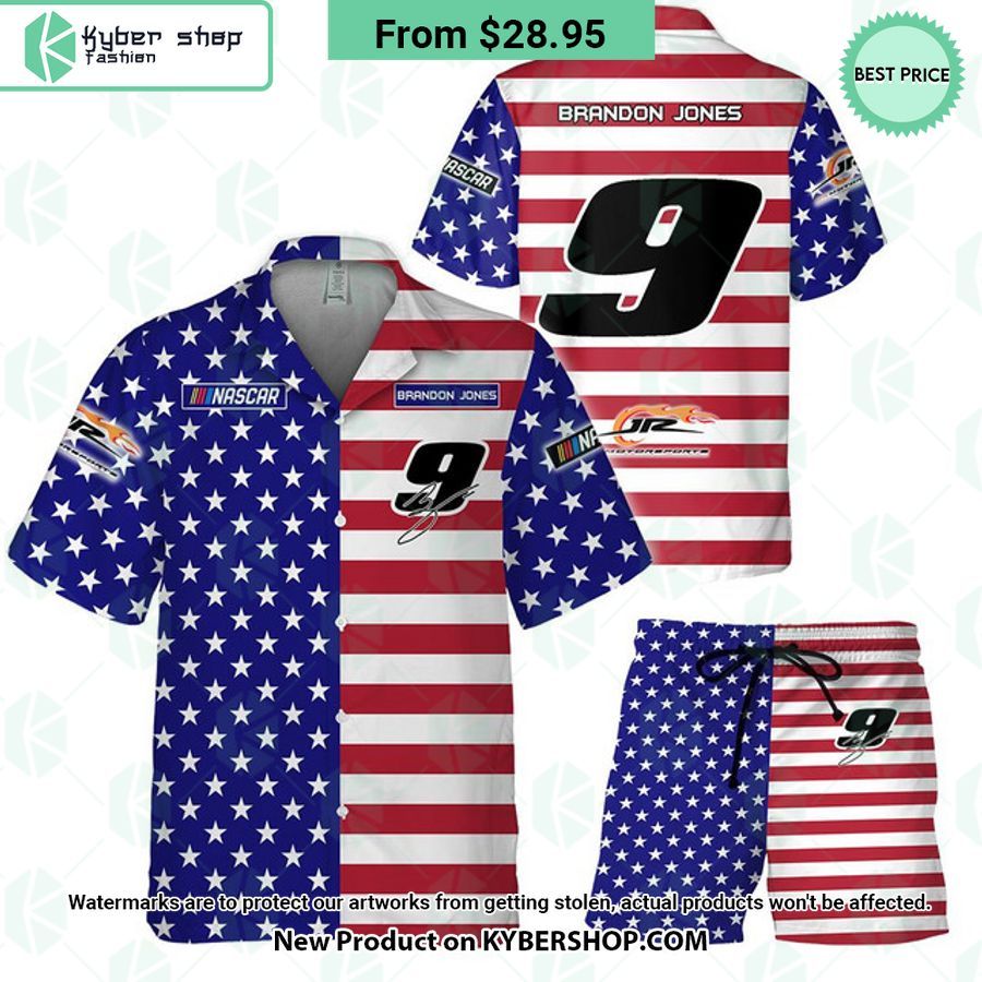 Brandon Jones NASCAR Racing Independence Day Hawaiian Shirt
