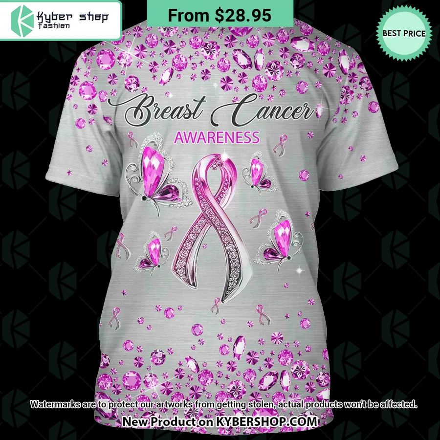 Breast Cancer Awareness Butterfly Diamond T Shirt