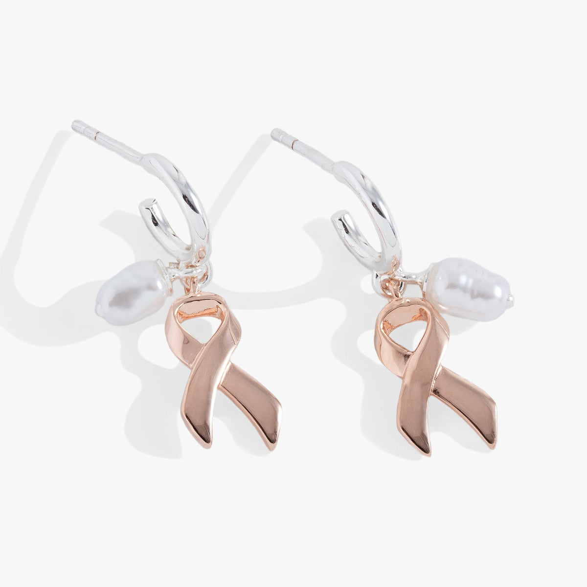 Breast Cancer Awareness Pink Ribbon Huggie Hoop Earrings T-Shirts