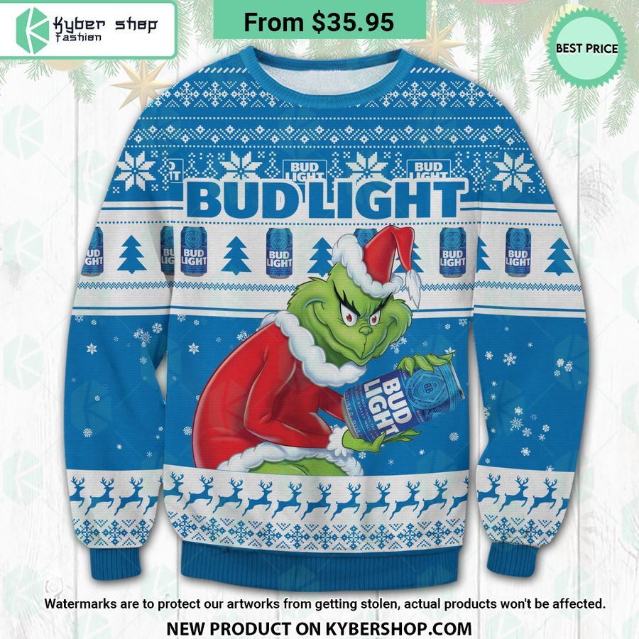 Bud Light Grinch Ugly Christmas Sweater
