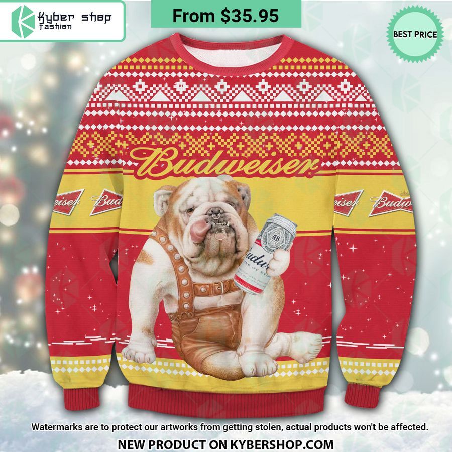 Budweiser Bulldog Ugly Christmas Sweater