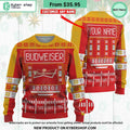 Budweiser Custom Name Ugly Christmas Sweater