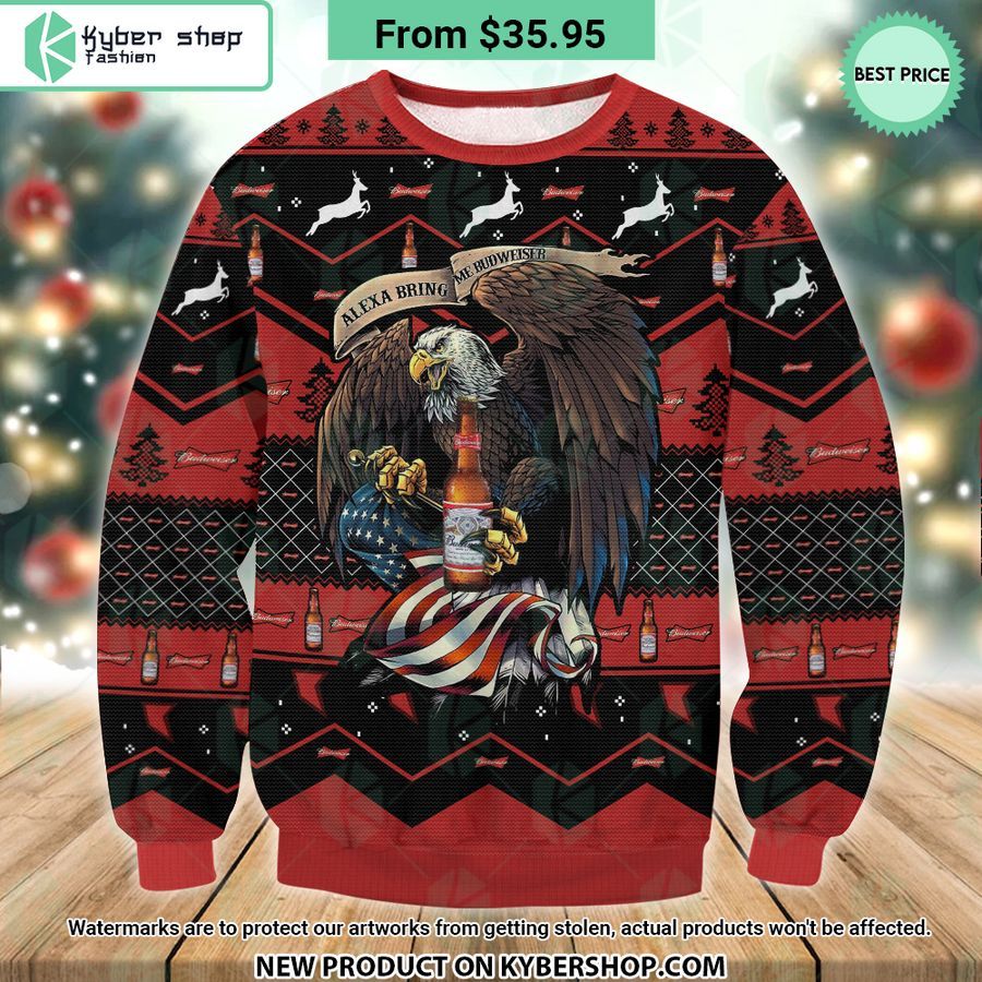 Budweiser Eagle US Flag Ugly Christmas Sweater