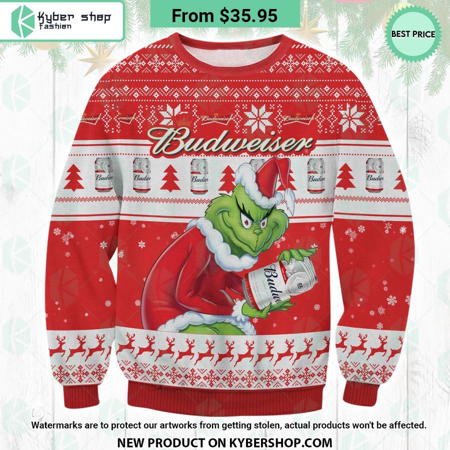 Budweiser Grinch Ugly Christmas Sweater